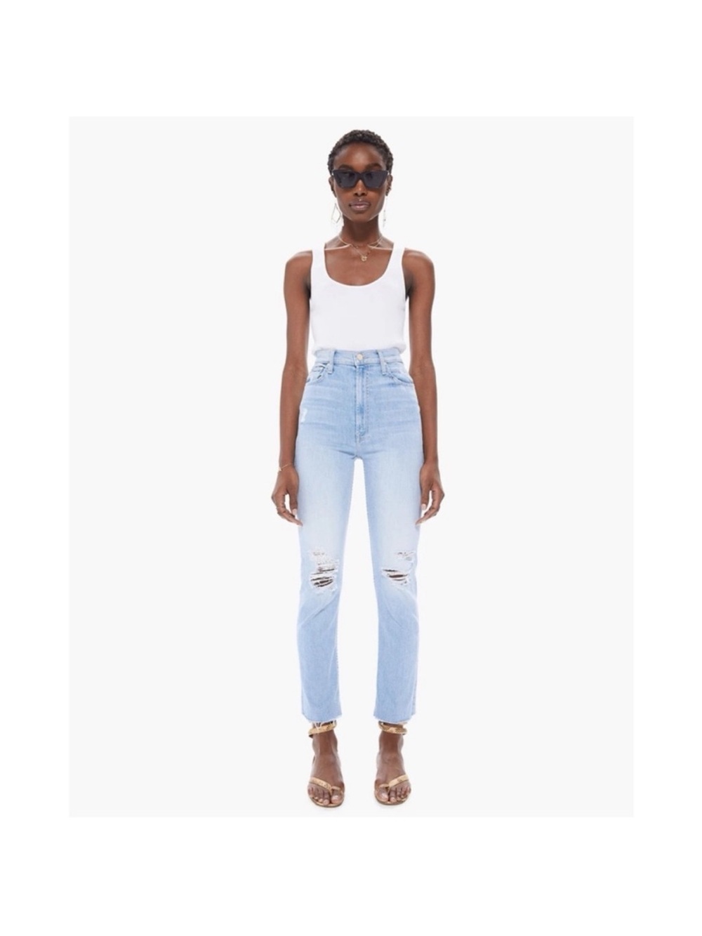 Mother high waisted ankle rider fray